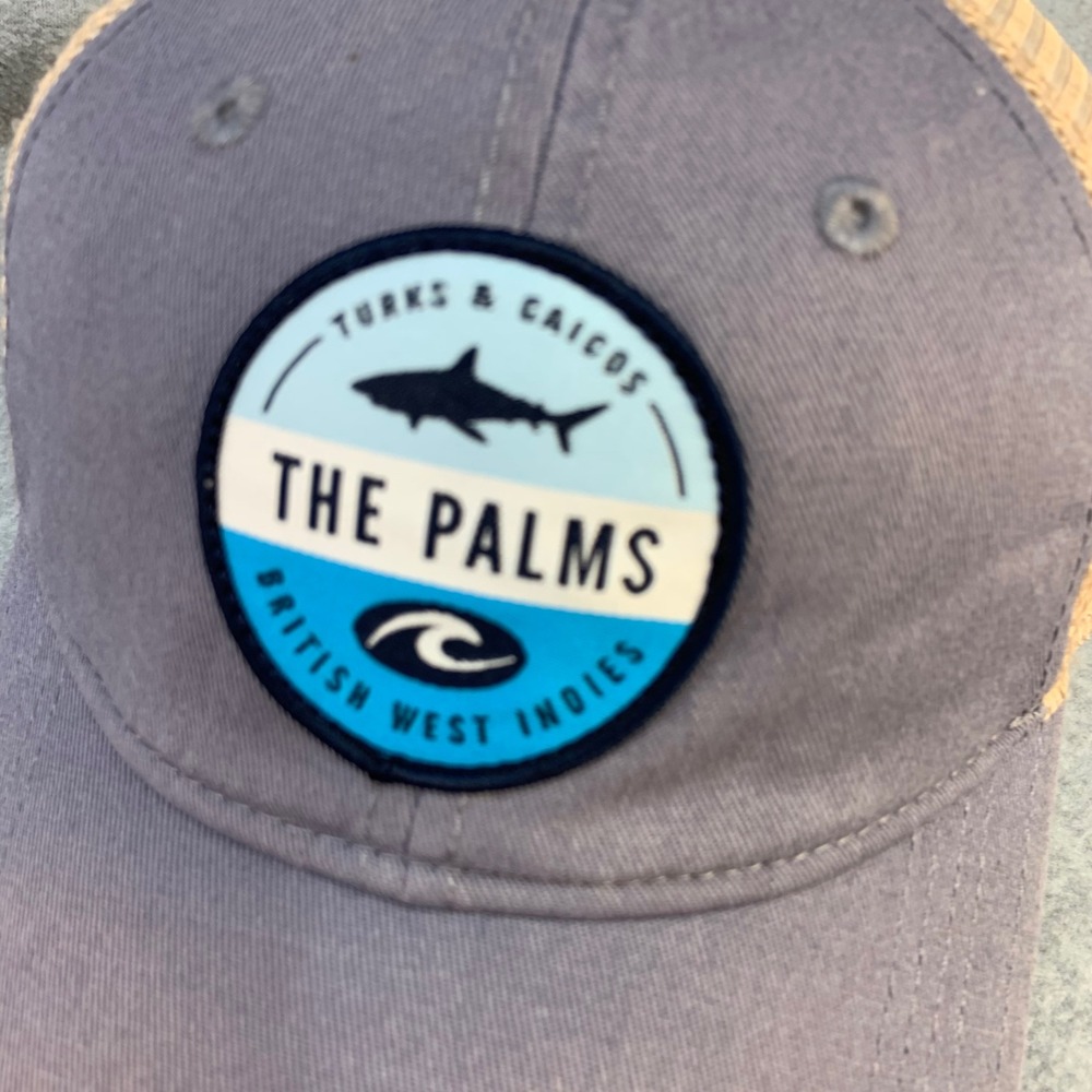The Palms Turks & Caicos Shark Unisex Blue Gear Trucker Hat Snapback OSFM